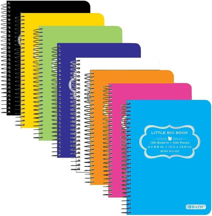 BAZIC 150 Ct. 4″ X 5.5″ Poly Cover Spiral Fat Book (5460), 1 unit