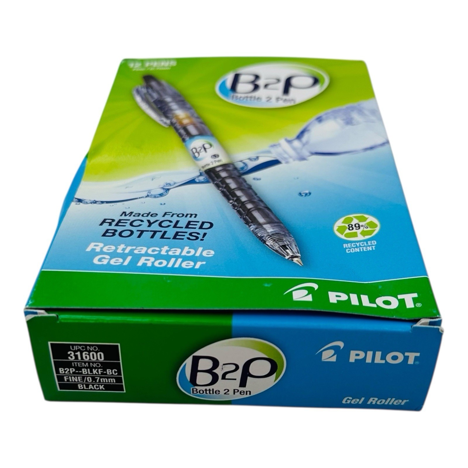 12 Pens Pilot B2P Retractable Gel Roller Pen Black Ink 0.7mm