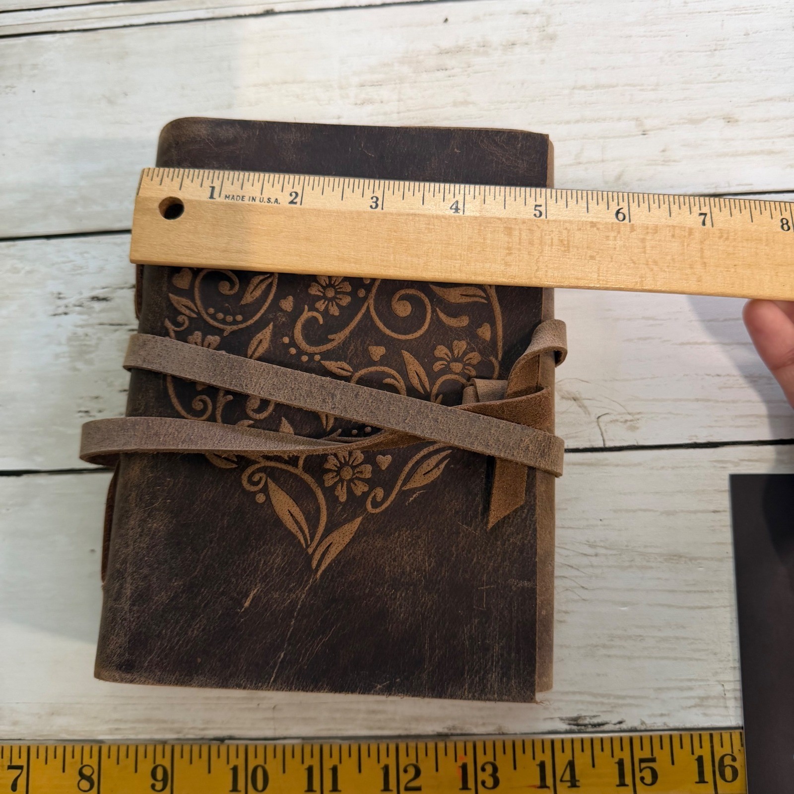Moonster Leather Journal Unisex 5×7 Brown Heart Embossed Refillable Notebook