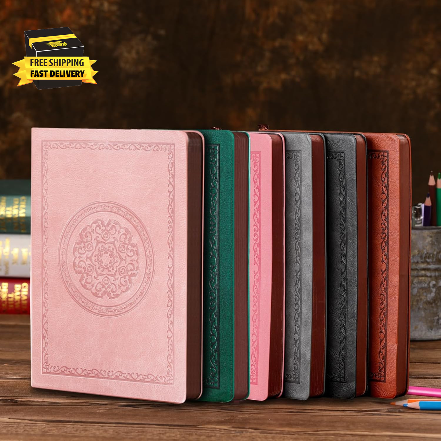 Leather Vintage Journal Notebook,300 Pages,Leather Softcover Lined Journal Noteb