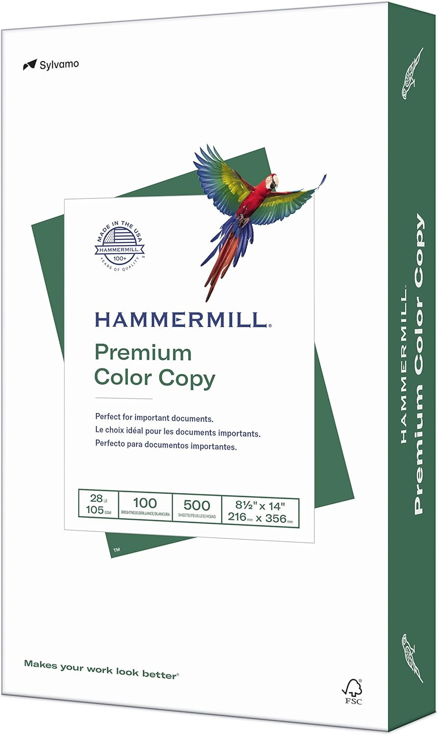 Printer Paper, Premium Color 28 Lb Copy Paper, 8.5 X 14-1 Ream (500 Sheets) – 10