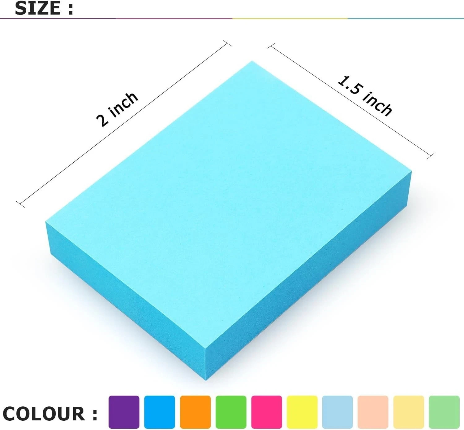 20 Pads Notes 10 Colors 1.5 x 2 Inches Small Post It Notes 100 Sheets