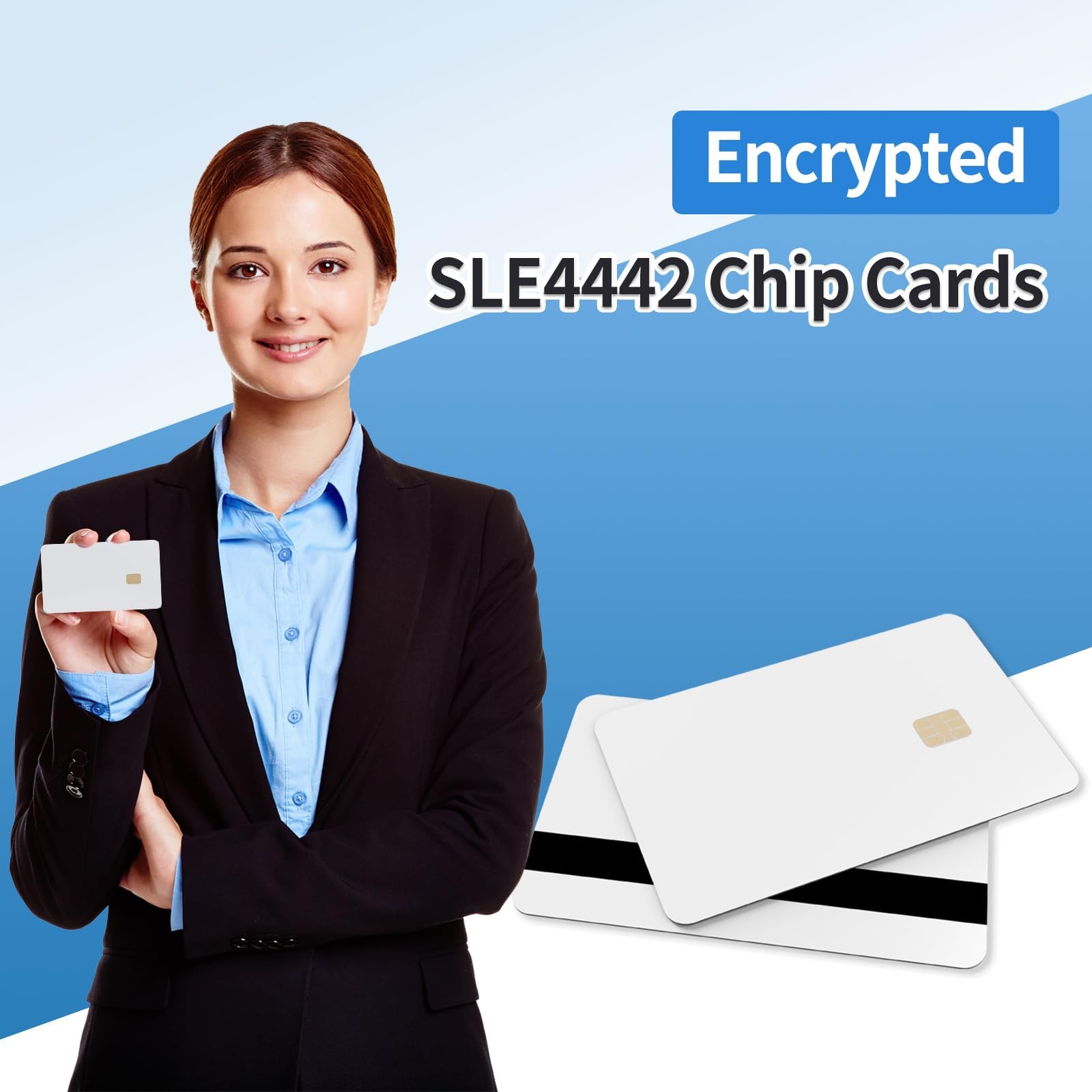 10 Pack SLE4442 Chip Cards w/HiCo 2 Track Mag Stripe 5/16inch (8.4mm)