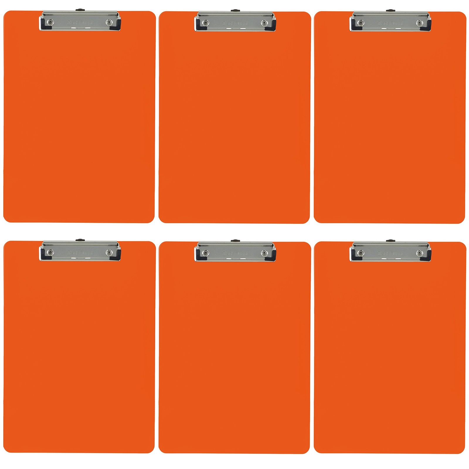 Plastic Clipboard Opaque Color Letter Size Low Profile Clip Pack of 6 Orange
