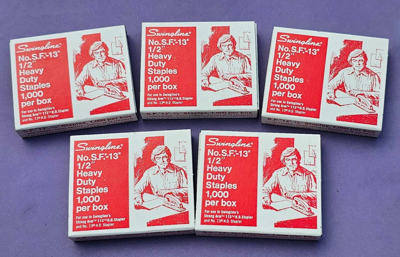 Swingline Heavy Duty Staples FIVE Boxes 1000 ea Per Box S.F. 13-1/2 NOS NIP