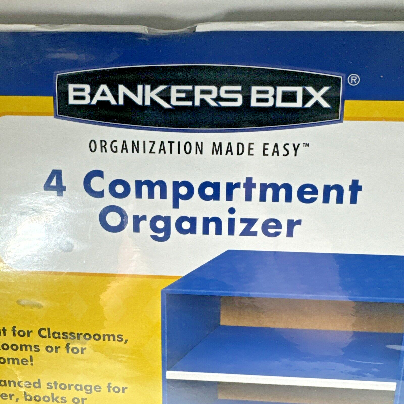 NEW SEALED Bankers Box 4 Compartment Cardboard Organizer Approx 15x12x12″