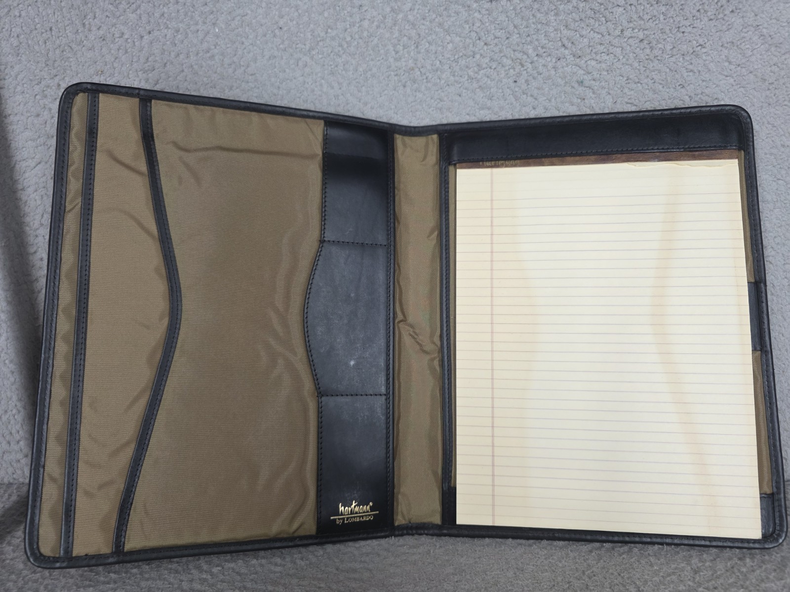 Hartmann Black Leather Portfolio Pad Folder Project Planner Notebook by Lombardo