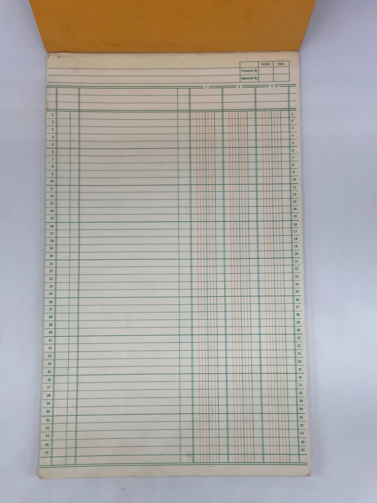 Vintage Specified Columnar Pad No. 33 – 3 Columns w detail space- Made in Canada