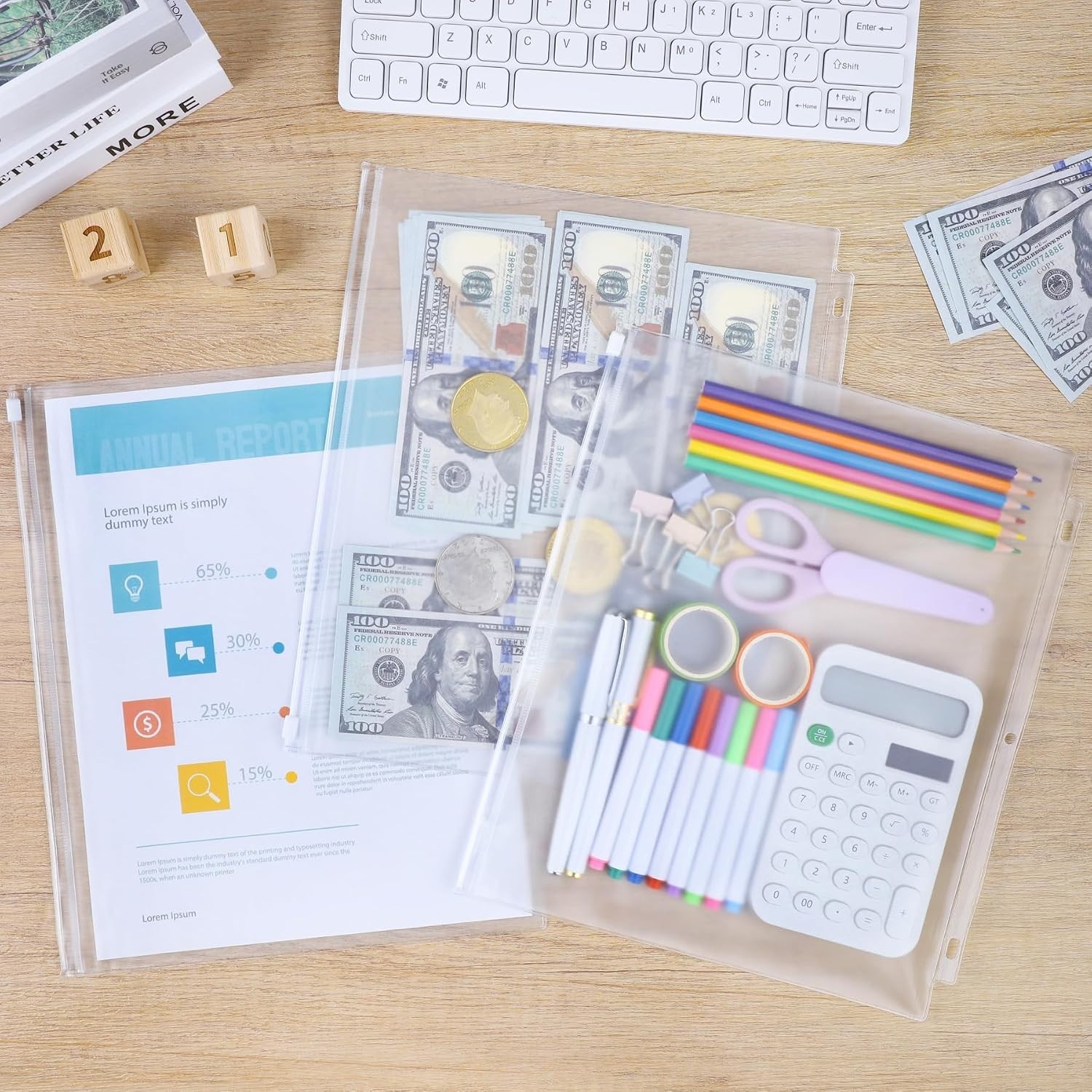 48 Pack Letter Size Zipper Binder Pockets