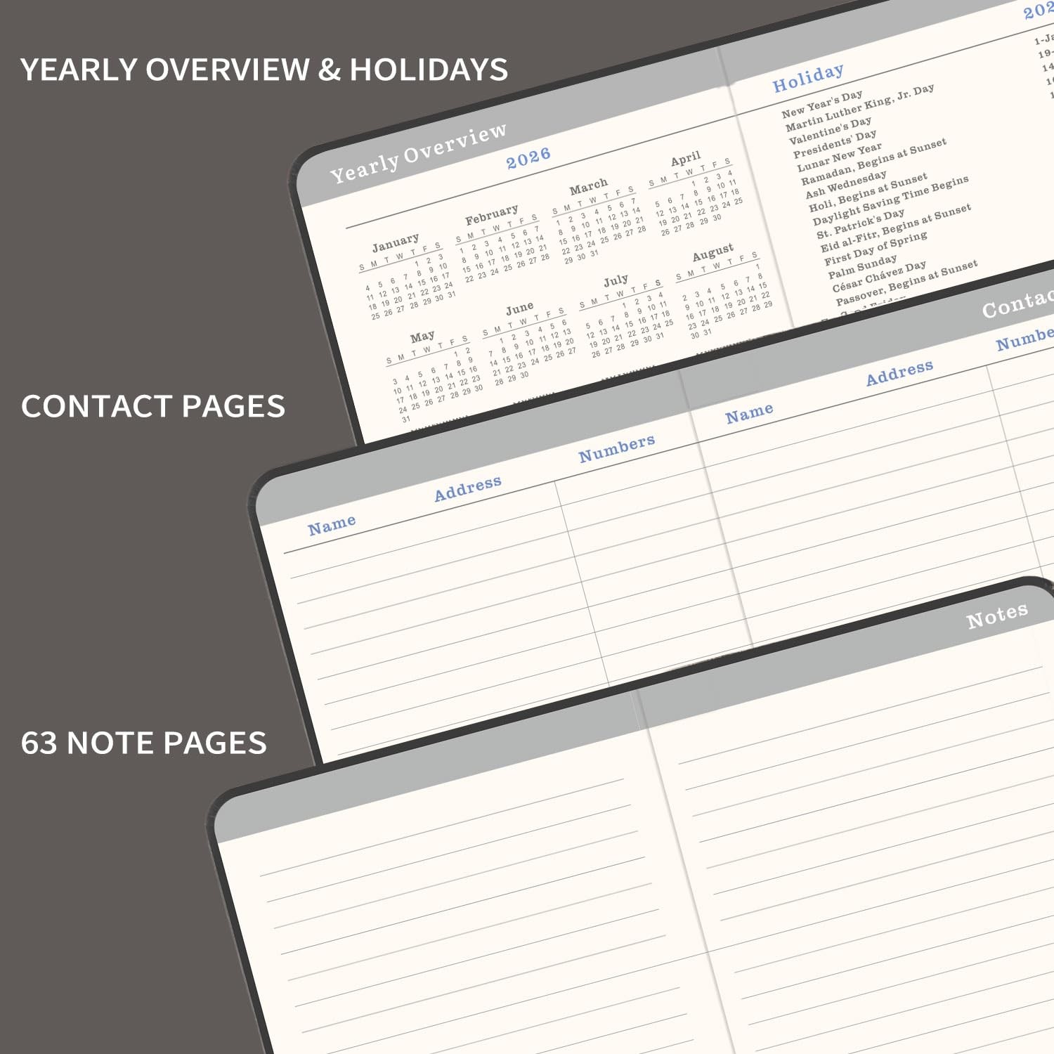 Pocket Planner 2025-2027 Monthly Calendar Faux Leather Cover