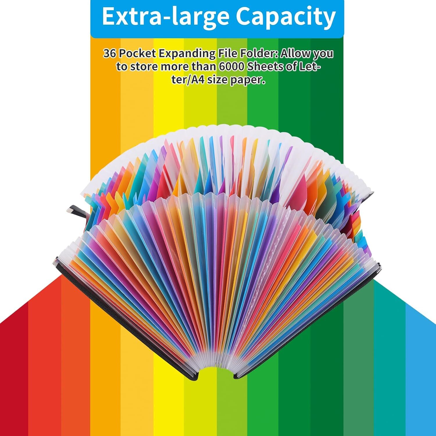 EOOUT 36 Pockets Expanding File Folder, Letter Size Accordion Colorful