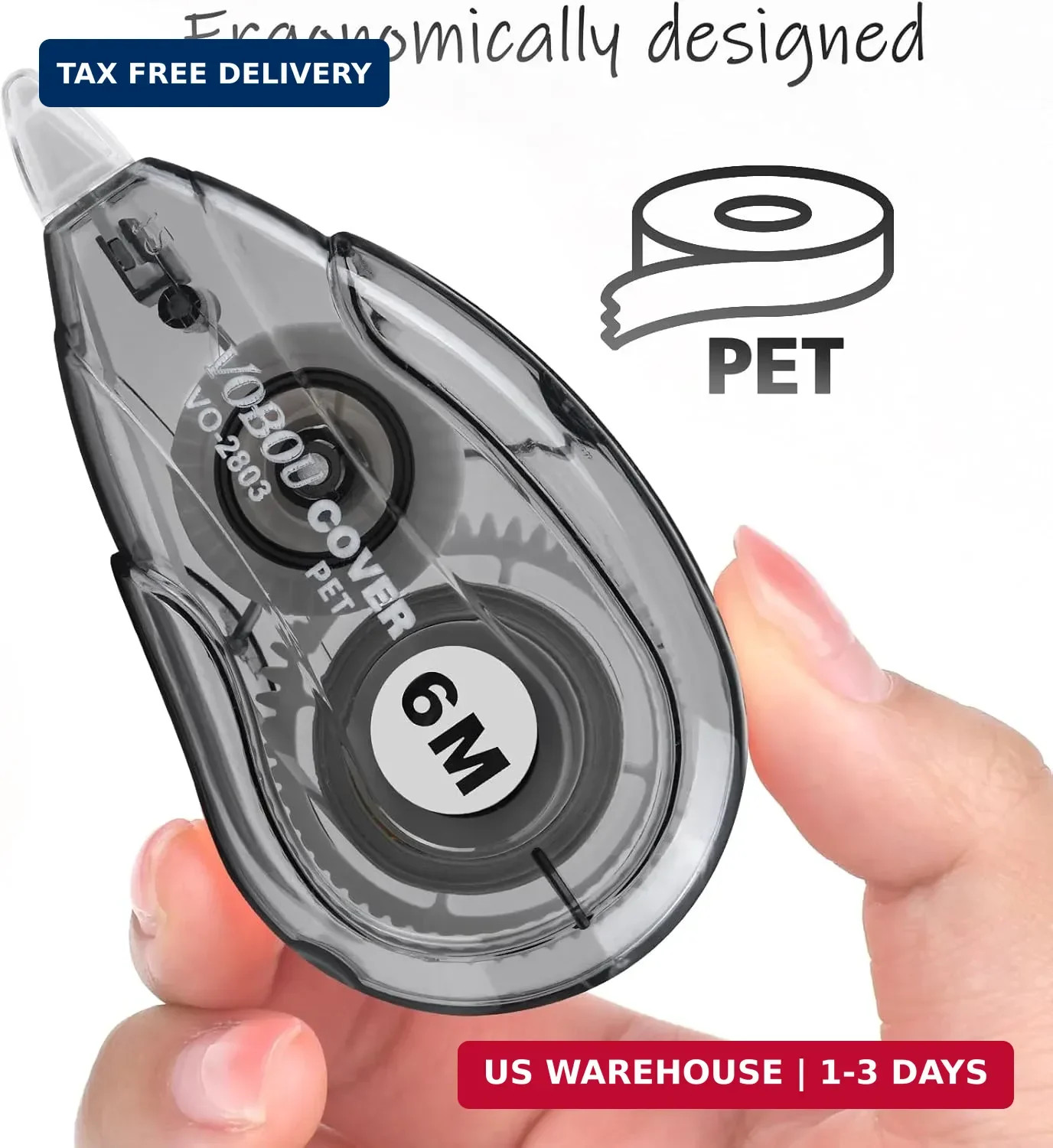 Vobou White Correction Tape Dispenser, Easy To Use Applicator for Instant Correc