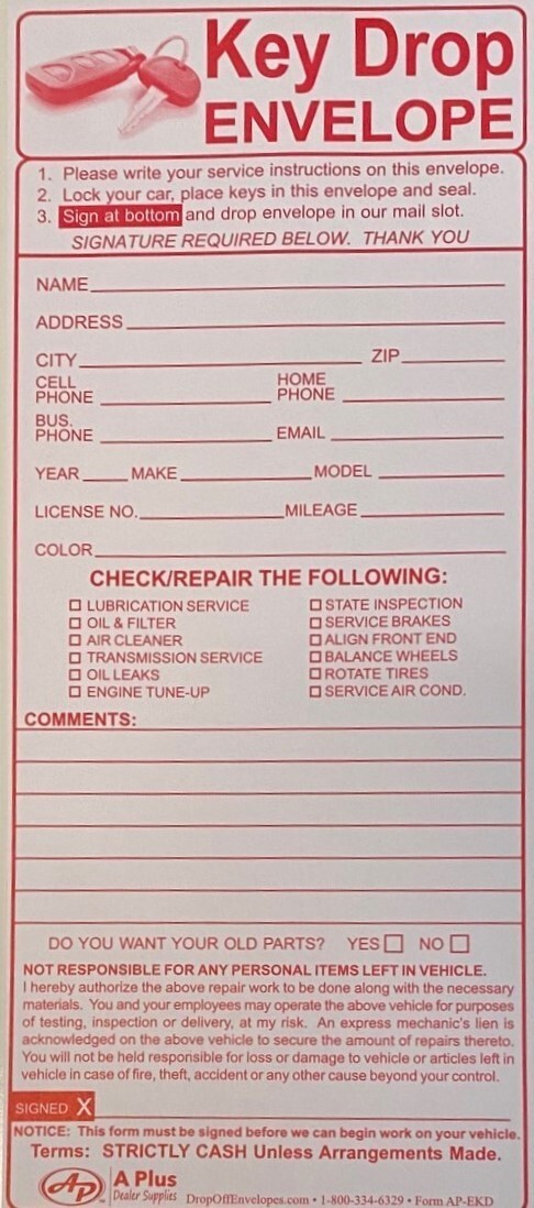 Early Bird Night Owl Key Night Drop Envelope EKD • Qty 500 (P11)