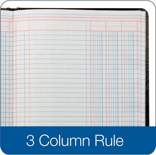 Adams Account Book, 7 x 9.25 Inches, Black, 3-Columns, 80 Pages 1 PACK, Black