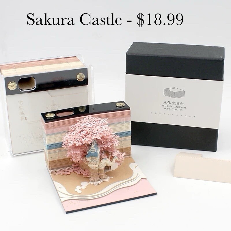 Sakura 3D Aesthetic and Cute Sticky Note Art for Decorating Office and Desk