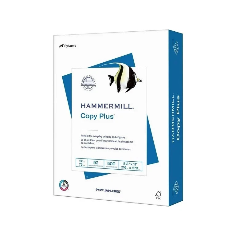 Hammermill Copy Plus Paper 20Lb 92 GE/102 ISO 8-1/2″x11″ White 105007RM
