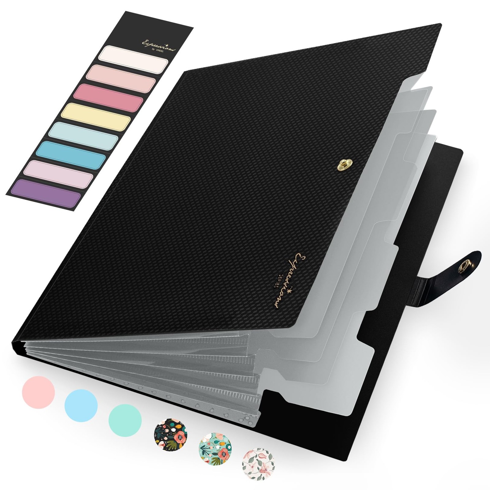 Sooez Accordion File Organizer, Letter Size Expanding A4 Size, Black