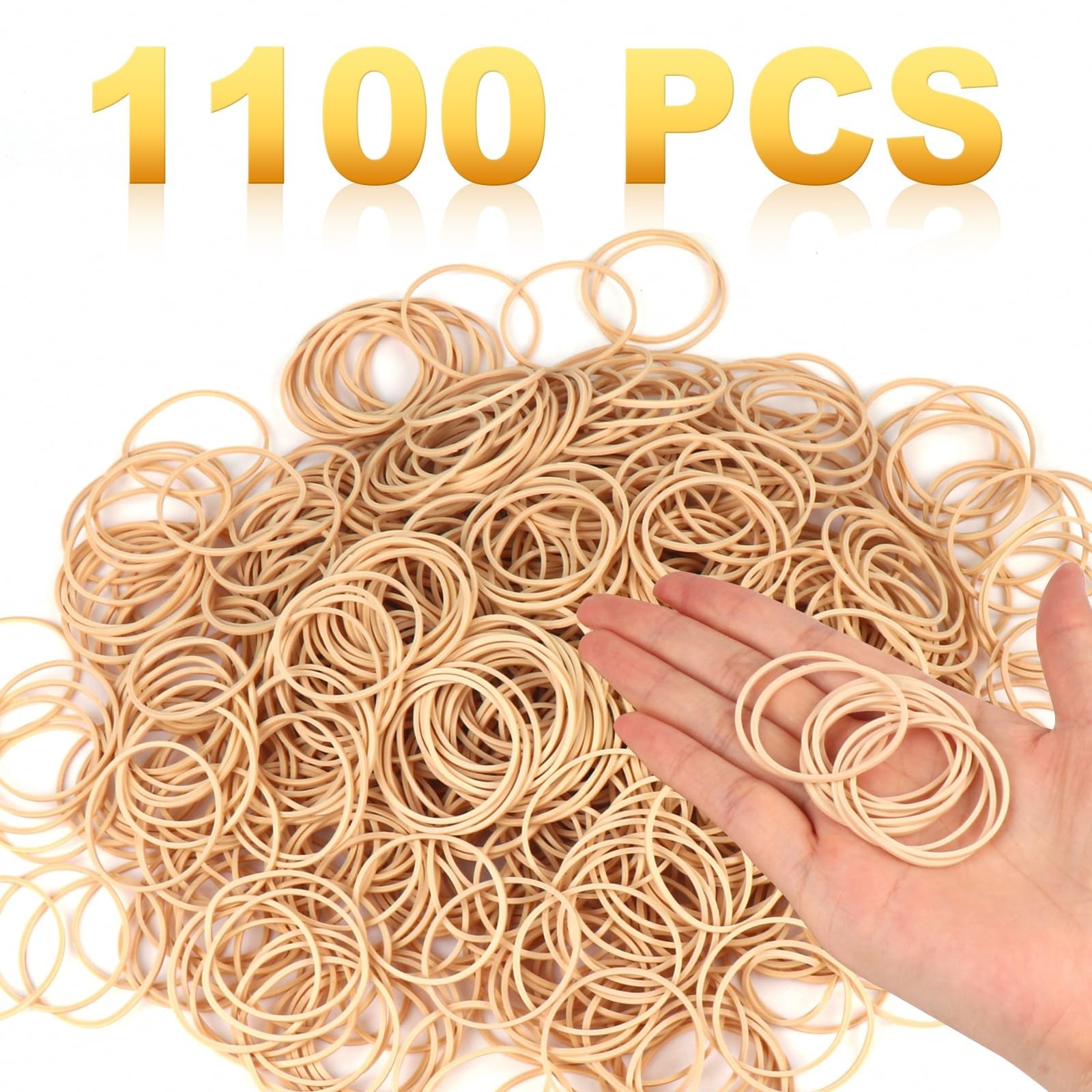 1100Pcs Size #16 Light Brown Rubber Bands – Thin Elastic Bands for Office & Home