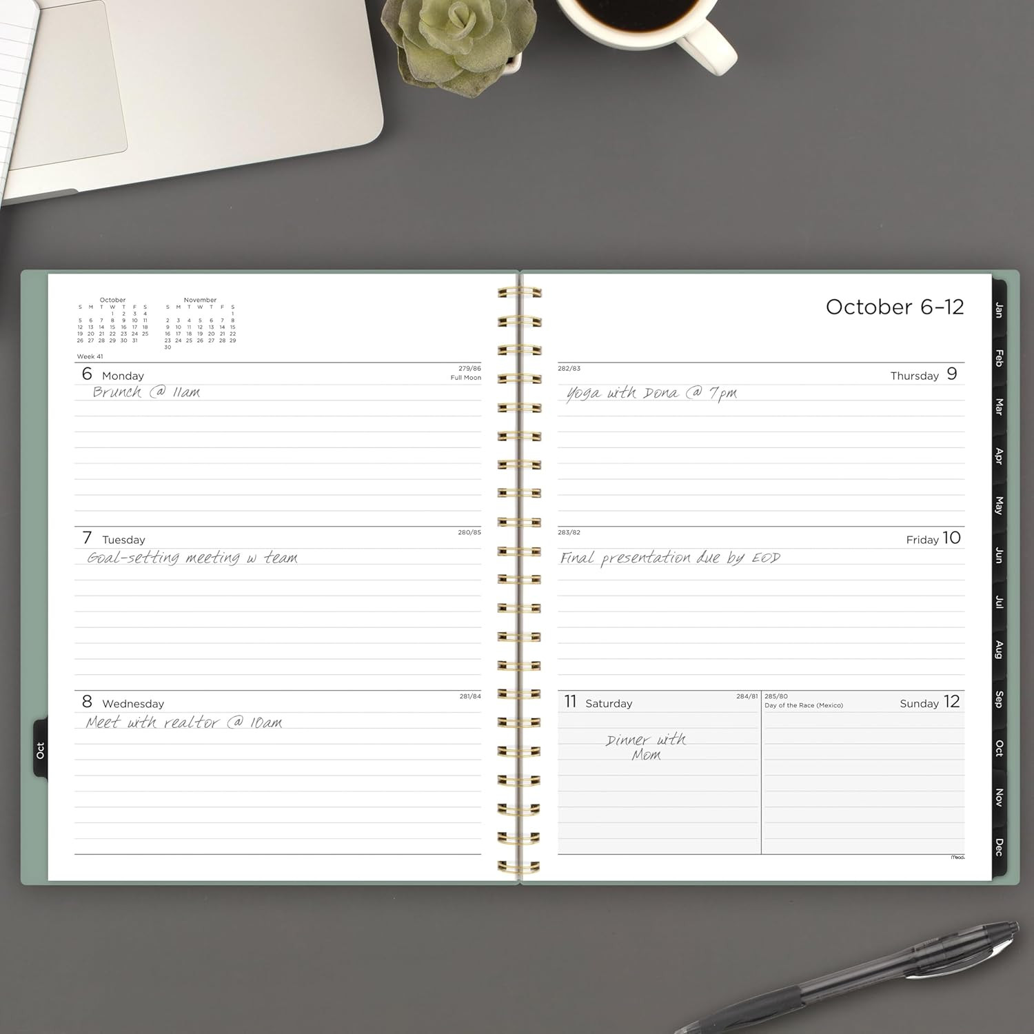 2026 Planner, Weekly & Monthly, 15-Month, 8-1/2″ X 11″, Large, Basic, Sage Green