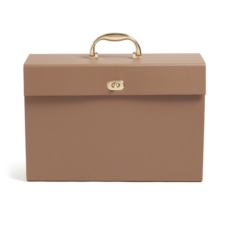 19 Pocket Recycled Pleather Expandable File Light Brown
