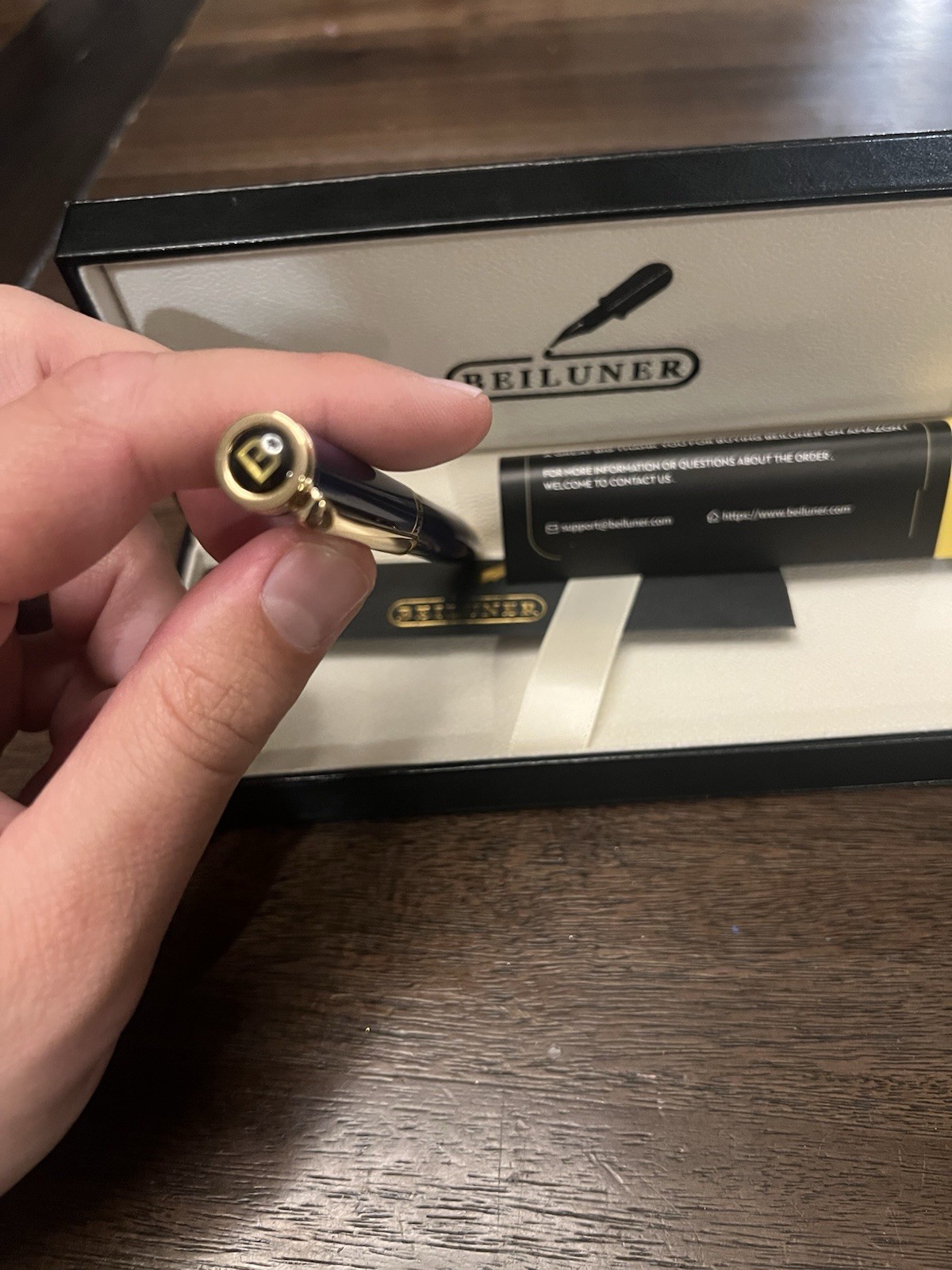 BEILUNER Blue Lacquer Gel Pen – Stunning Luxury Pen with 24K Gold Finish