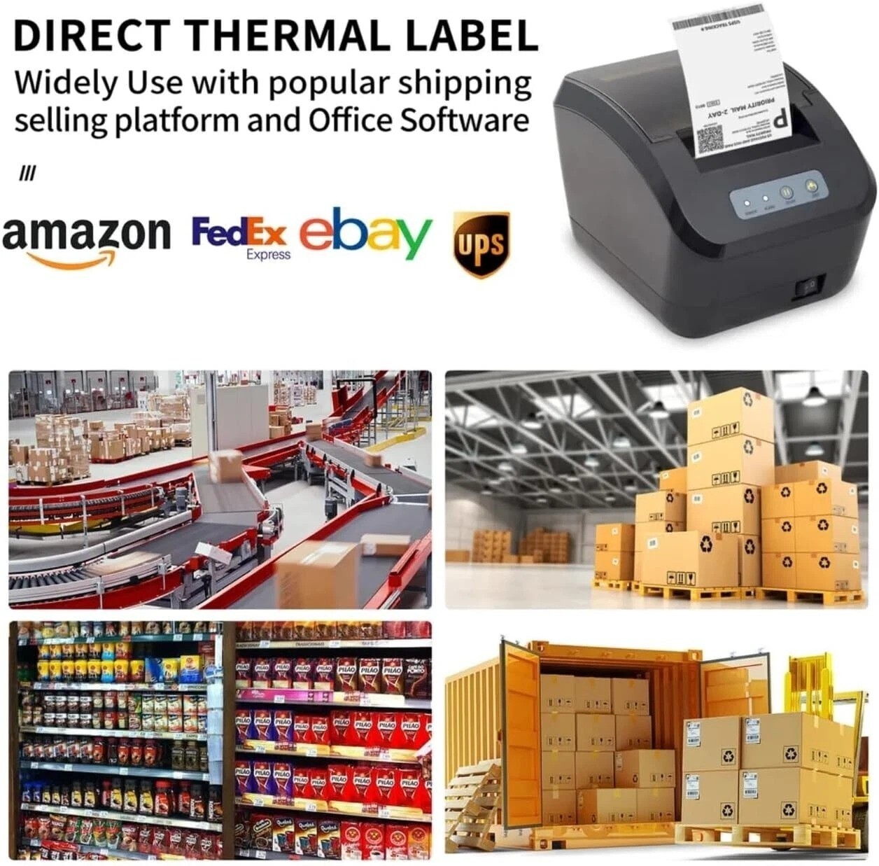 4″x6″ Fanfold Direct Thermal Shipping Labels for Zebra and Rollo Printers