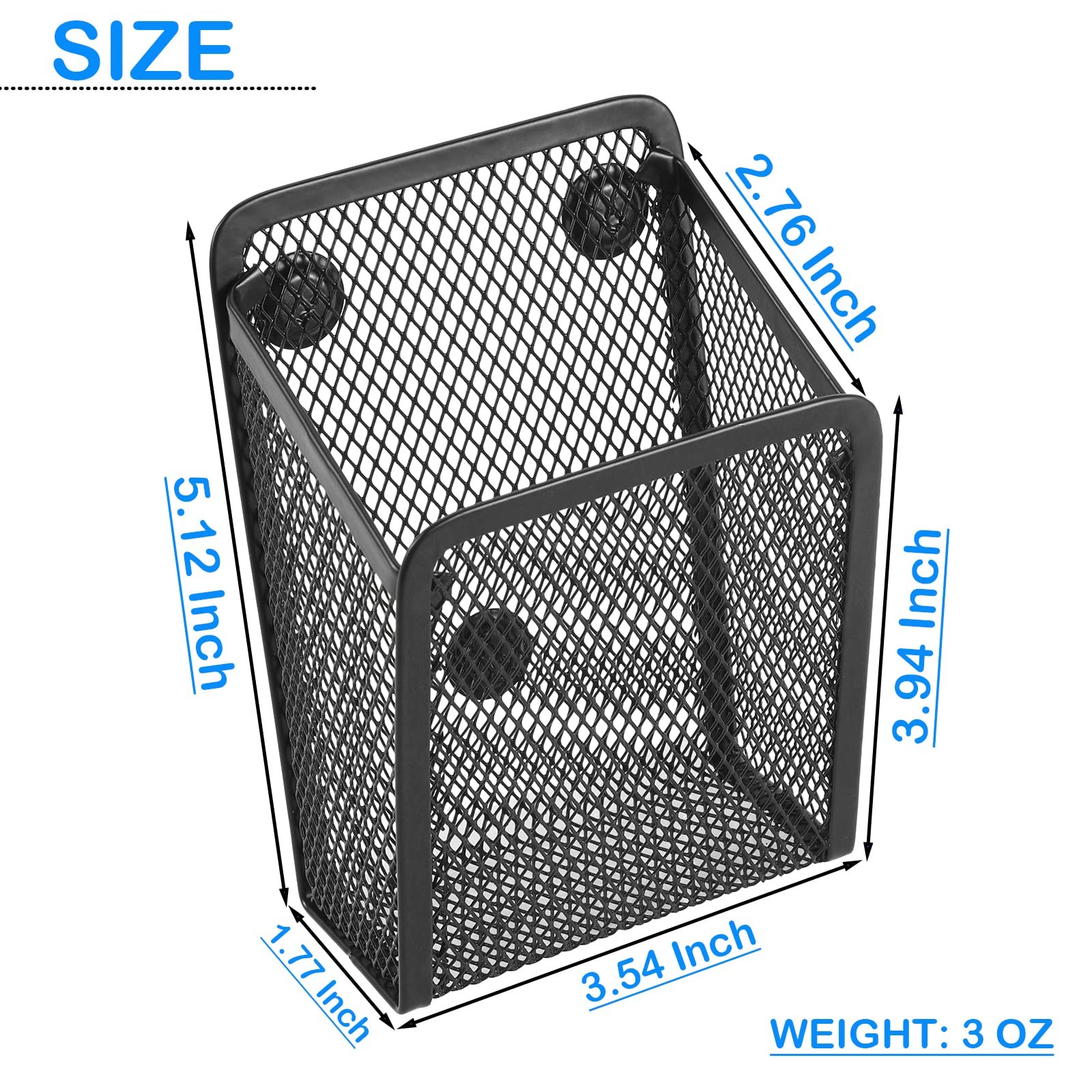 Sanpaint Magnetic Pencil Holder,Mesh Stainless Steel 1 Basket, 1 Pack Black