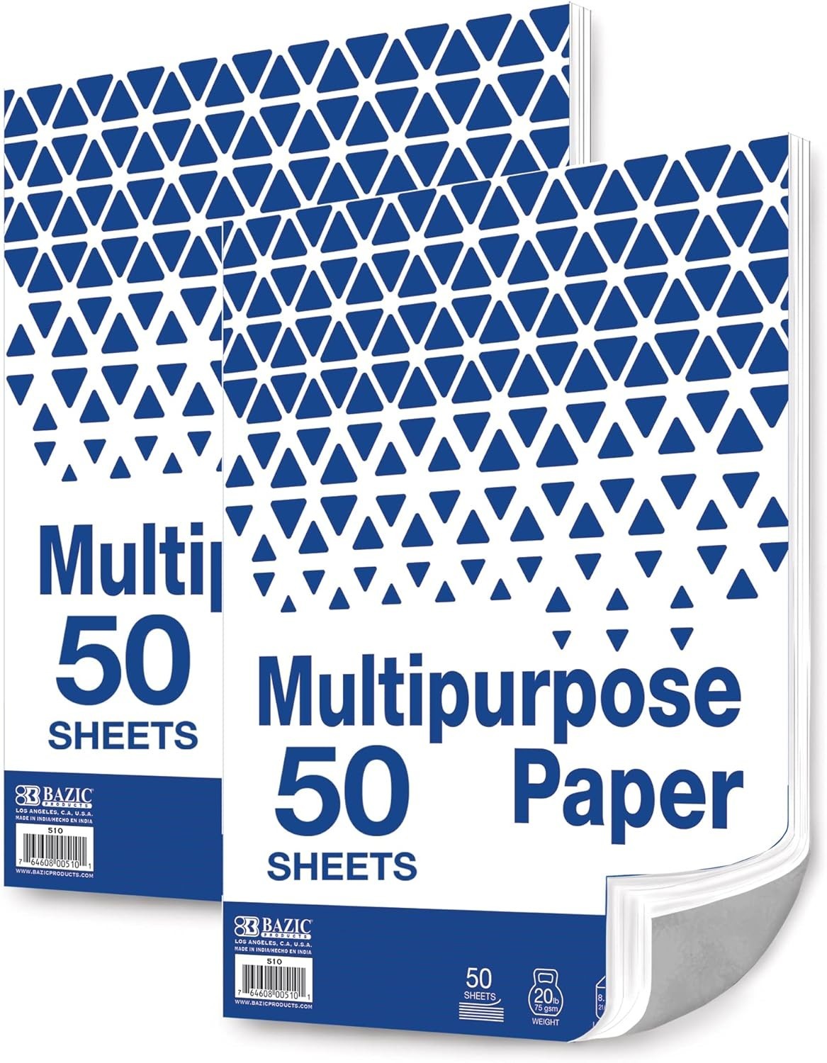 50 Sheets Multipurpose White Paper – 2 Pack, 8.5×11, 20LB, Bright, Biodegradable