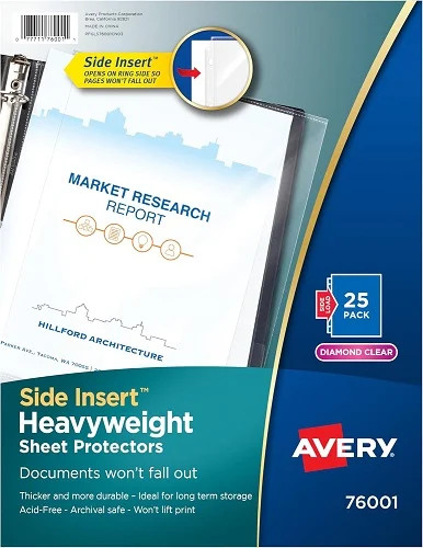 Side Insert Sheet Protectors Side-Load Heavyweight Diamond Clear 8.5x11in 25/PK