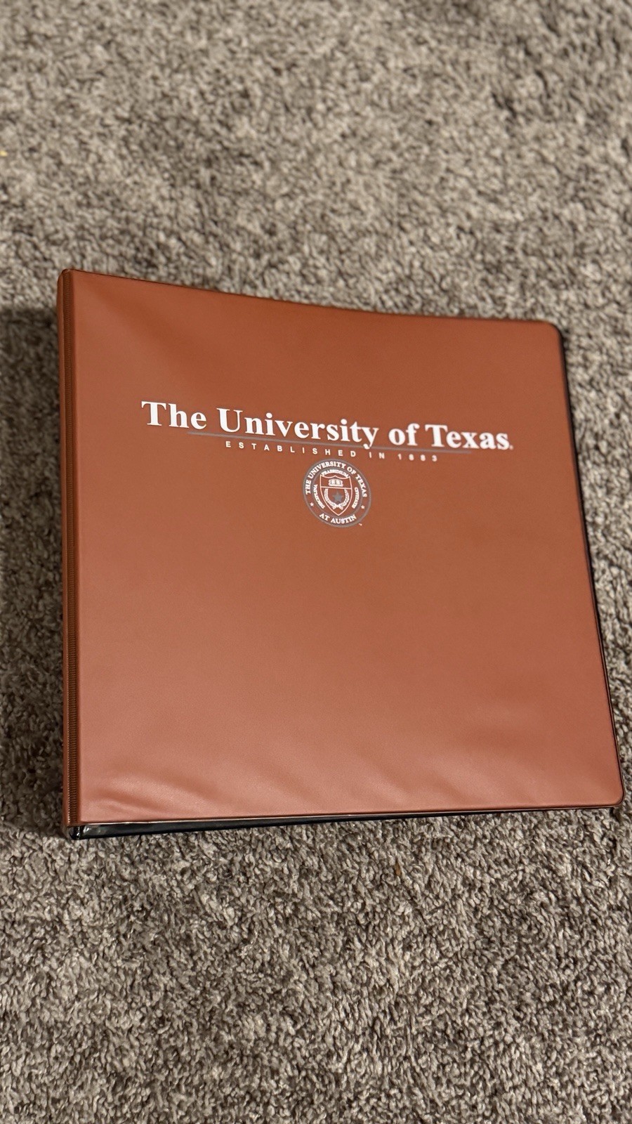 The University of Texas 3″ Ring Binder Burnt Orange Back Mount Rings