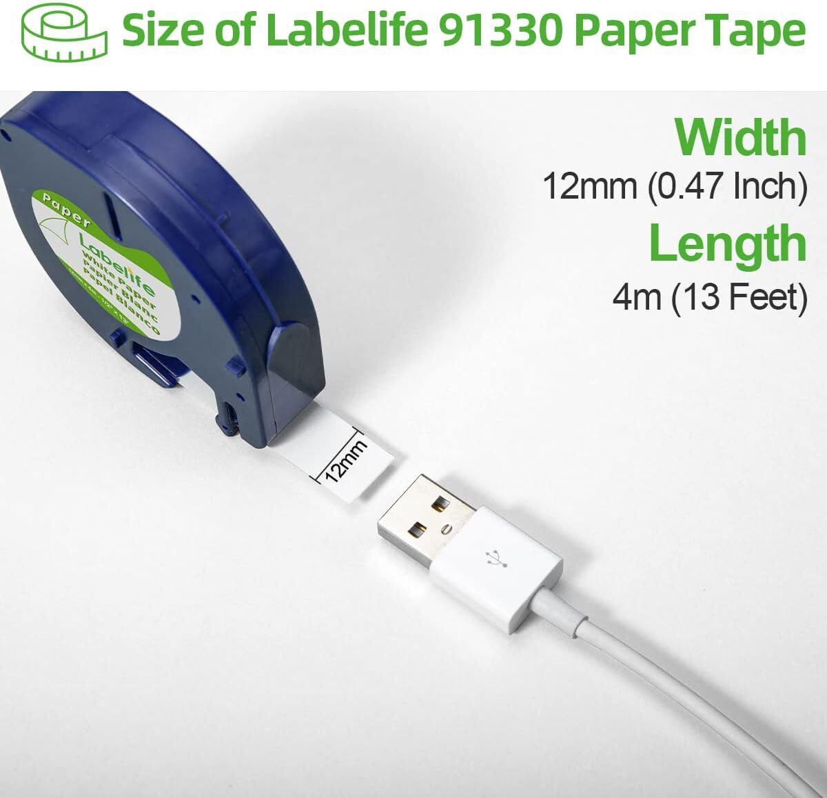 Compatible Dymo LetraTag Refill 91330 White Paper Label Tape 12mm 1/2″ LT-100H