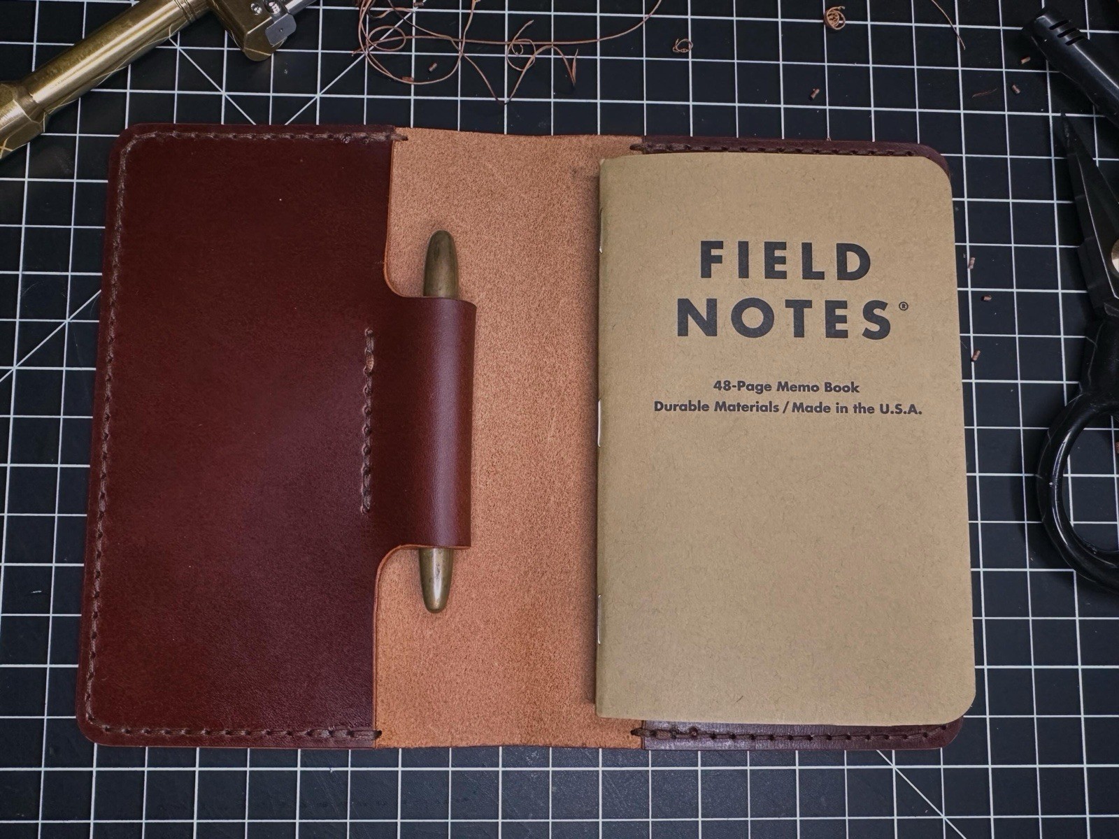 Handmade Leather Field Notes Cover – Chestnut Buttero Leather