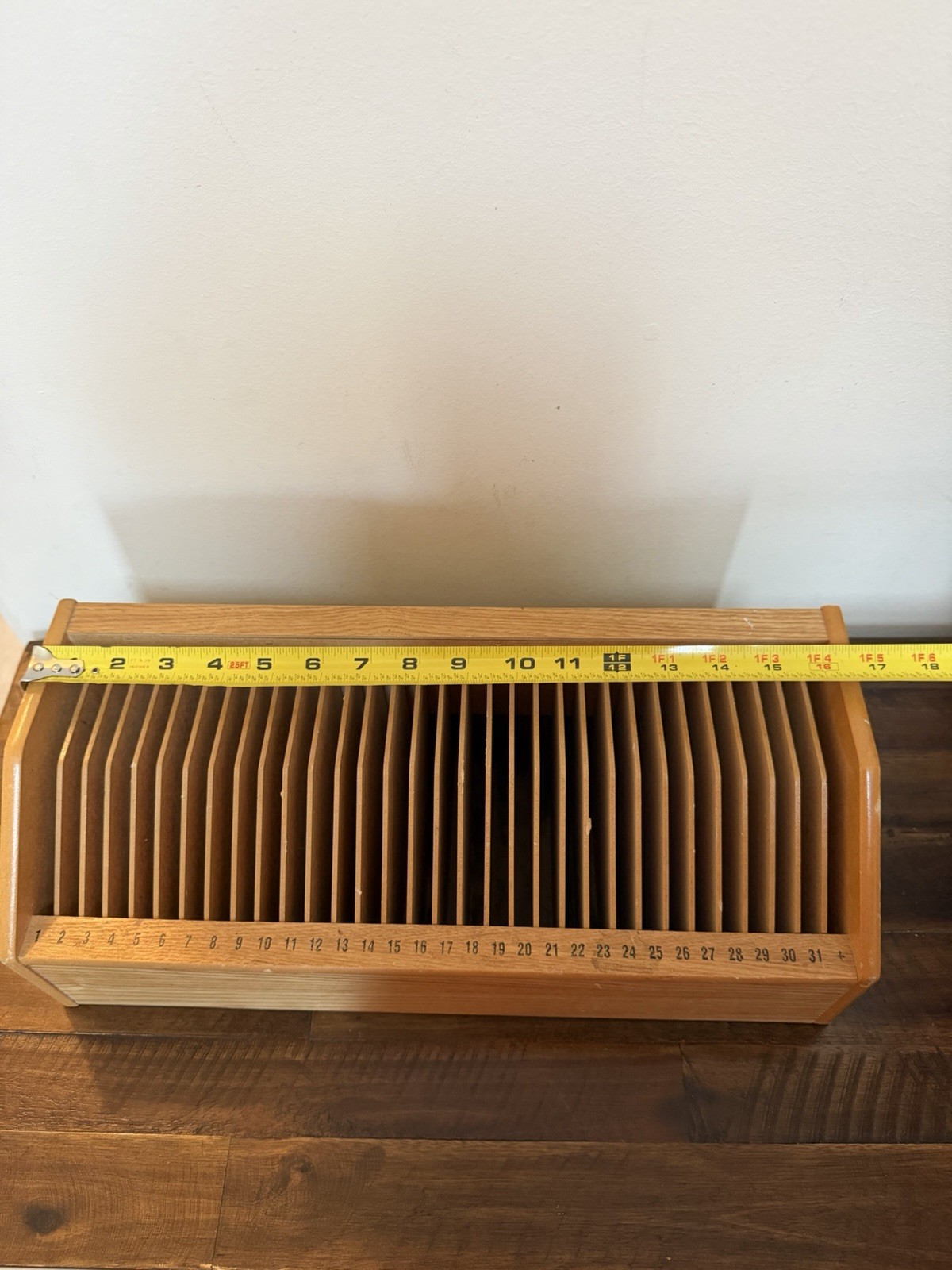Vintage Wooden Desktop 31 Day Slots Bills Mail Desk Top Home Office Organizer