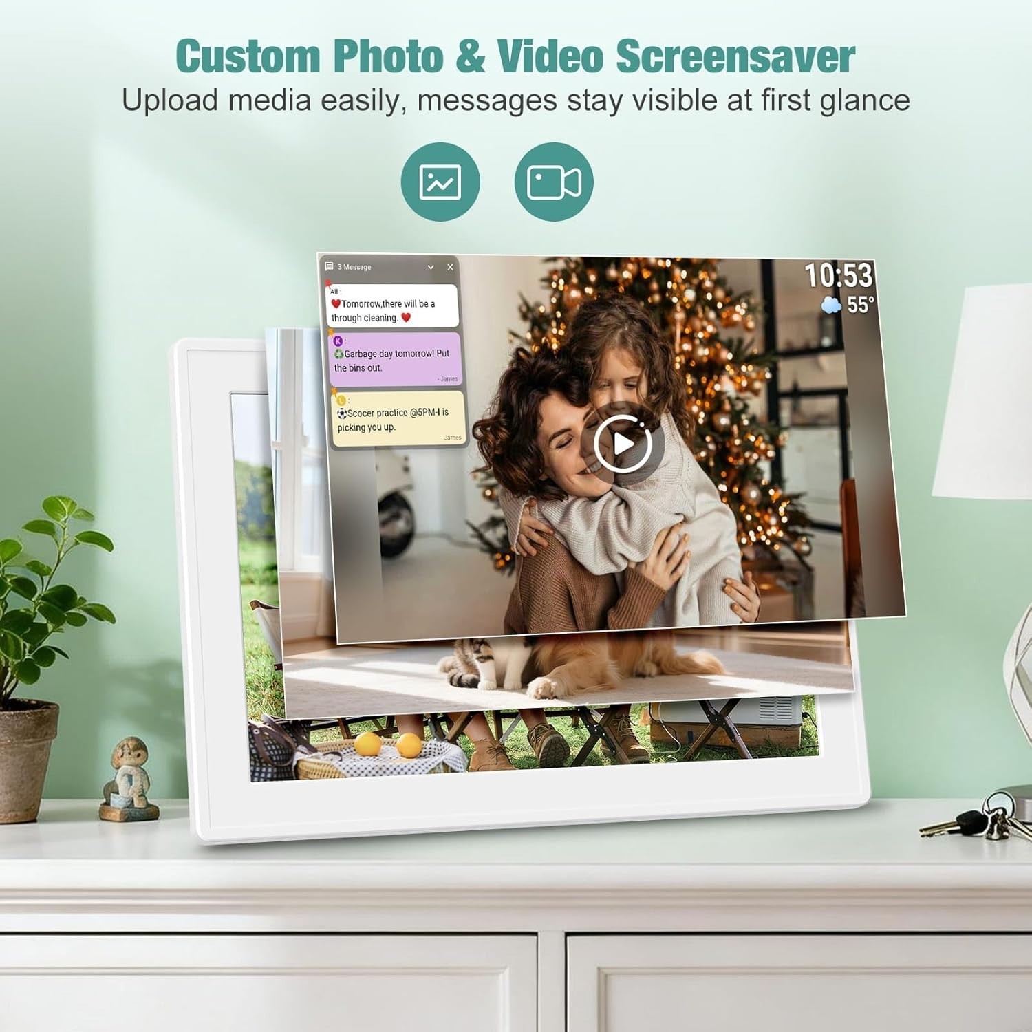 BMDIGIPF Digital Family Calendar 10.1-inch White Touch Screen