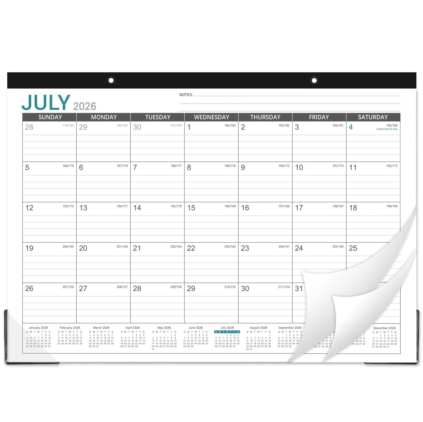 2026-2027 Desk Calendar – 2026-2027, Medium, Black