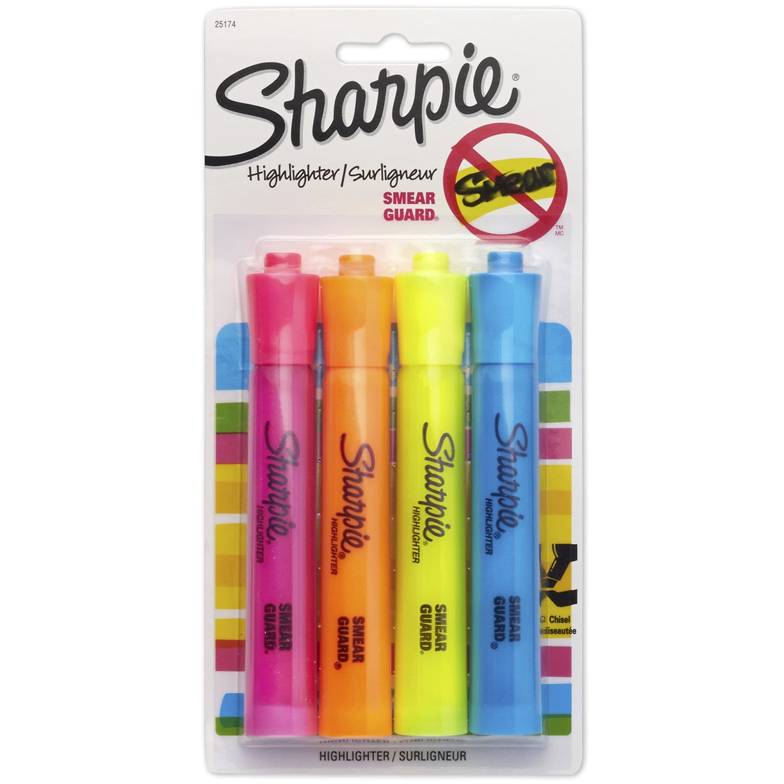 Sharpie Accent Tank-Style 4 Count (Pack of 1), Pink+Orange+Yellow+Blue