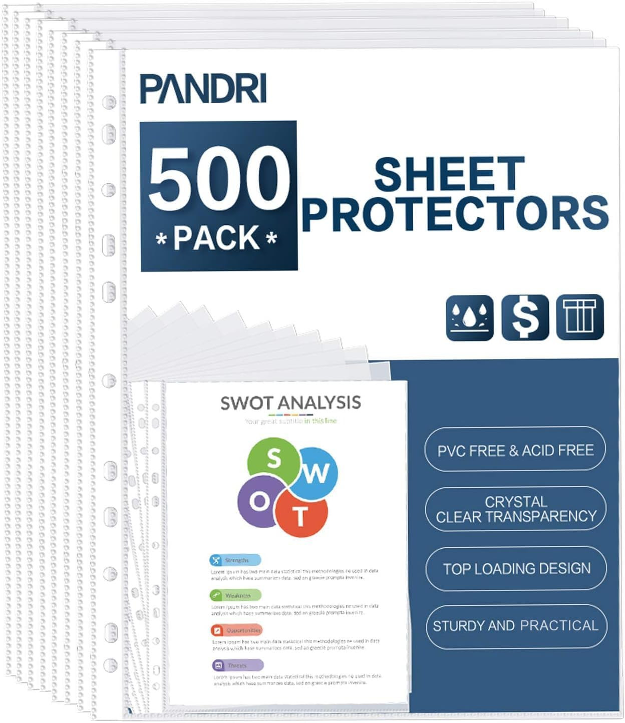 Sheet Protectors, 500 Pack Clear Heavy Duty Plastic Page Protectors Sheet Reinf