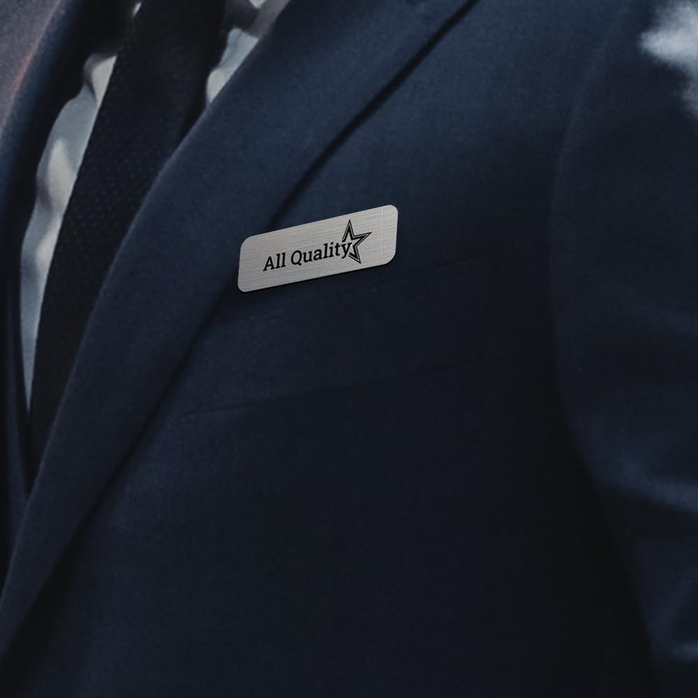 Black Name Tag Blanks – 10 Pack, 1.5″ x 3″, Round Corners, DIY Engravable