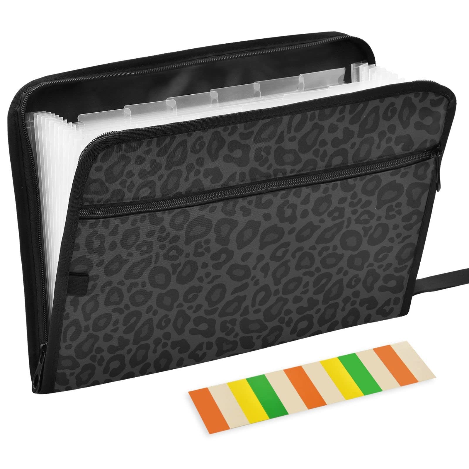 Black Leopard Expanding File Folder with 14x10x0.8 Inches,