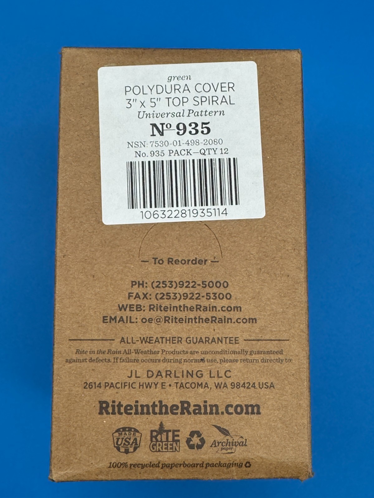 3×5 No 935 Rite it the Rain Spiral Top Notebook Pads Pack of 12 Weatherproof NEW