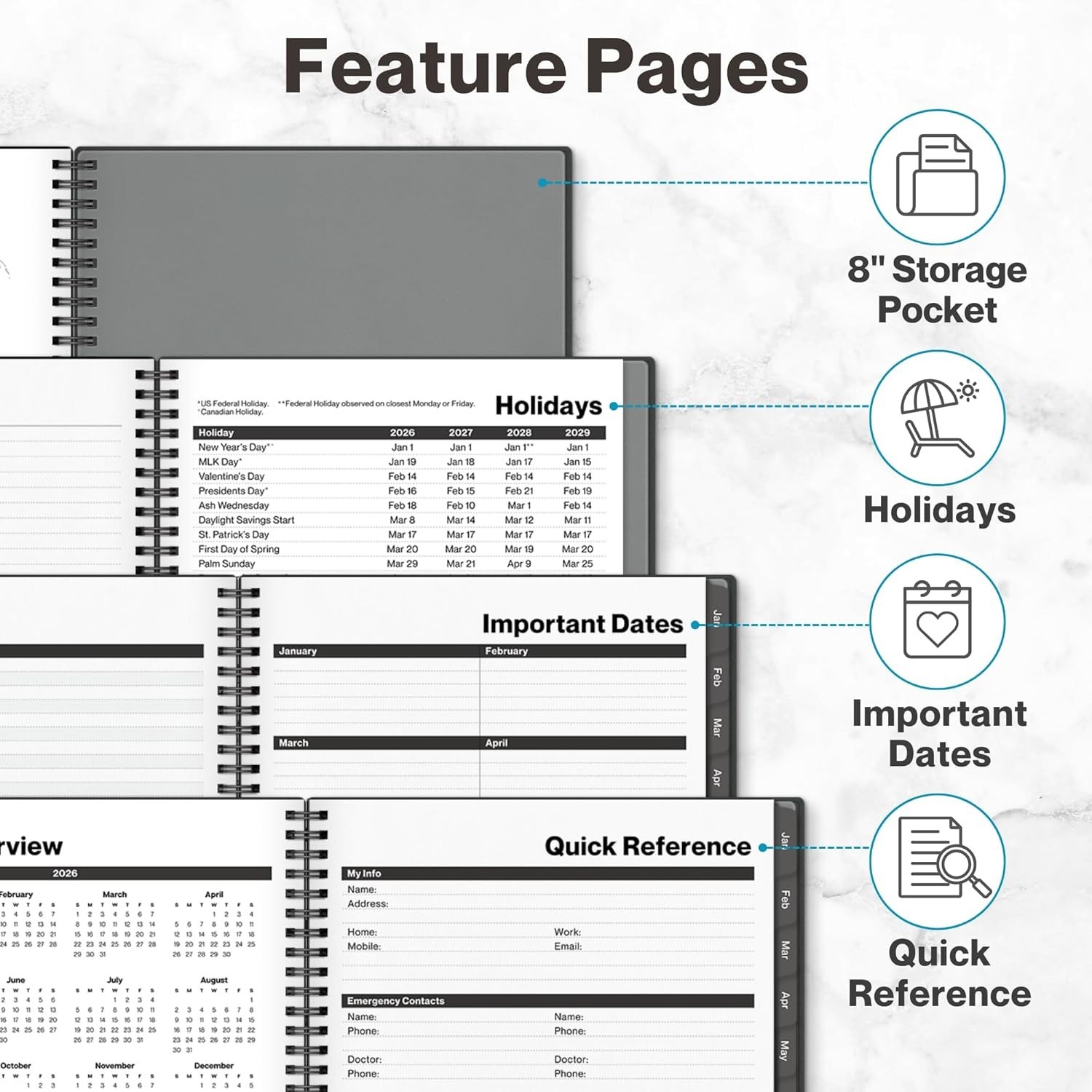 2026 Large Daily Planner with Paper, Laminated Tabs & Hourly Layout