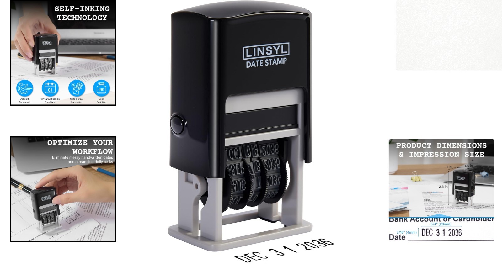 Self-Inking Rubber Date Stamp – Great for Shipping, Receiving, Expiratio…