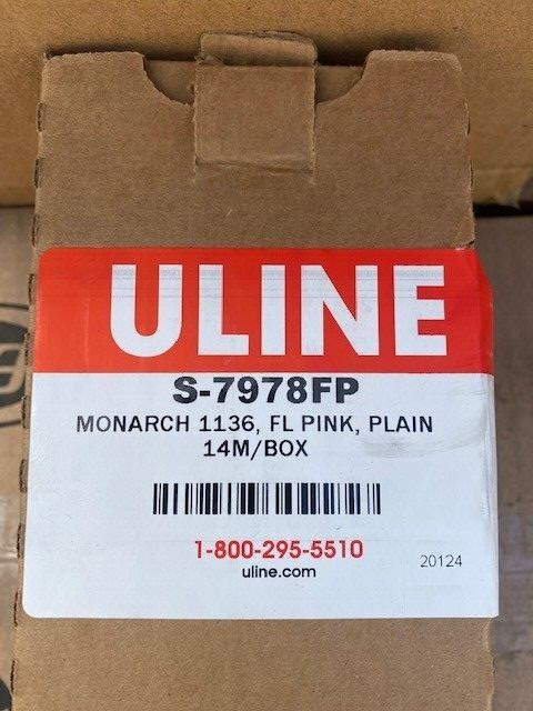 ULine S-7978FP / Monarch 1136® Labels – Fluorescent Pink – Case of 64 rolls