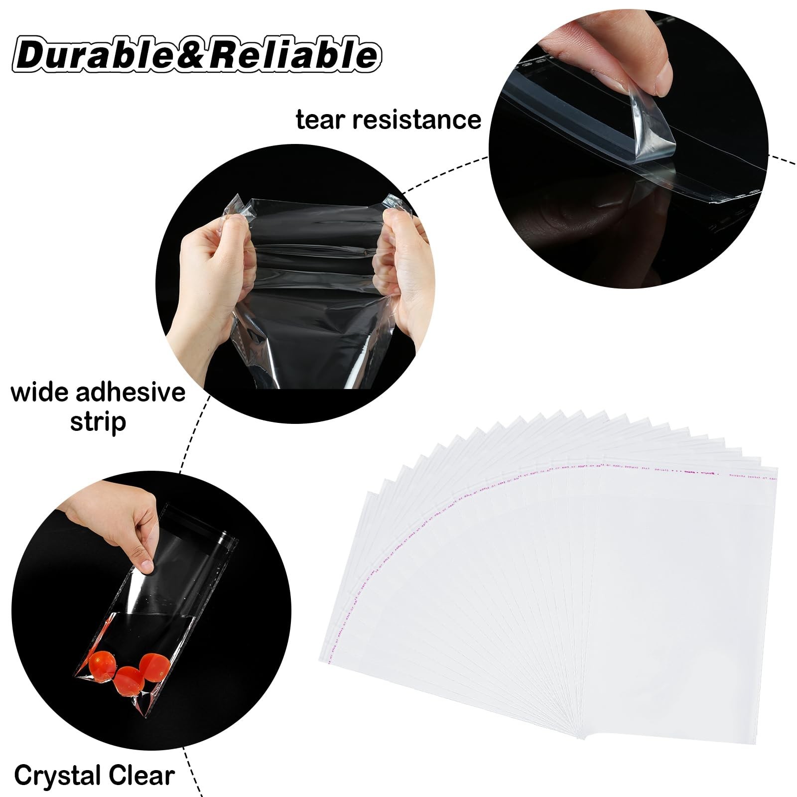 RONSBILL 100 PCS 18×24 Inches Thick 3.2Mil Self Sealing Clear Cellophane Plas…