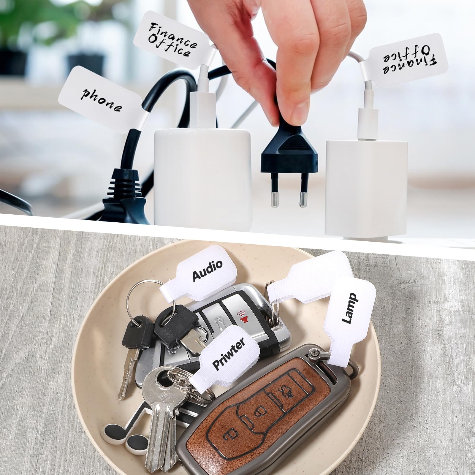 LIQWEI 40Pcs Cable Labels, Write On Cord Labels 1.57 x 0.8 inches, White