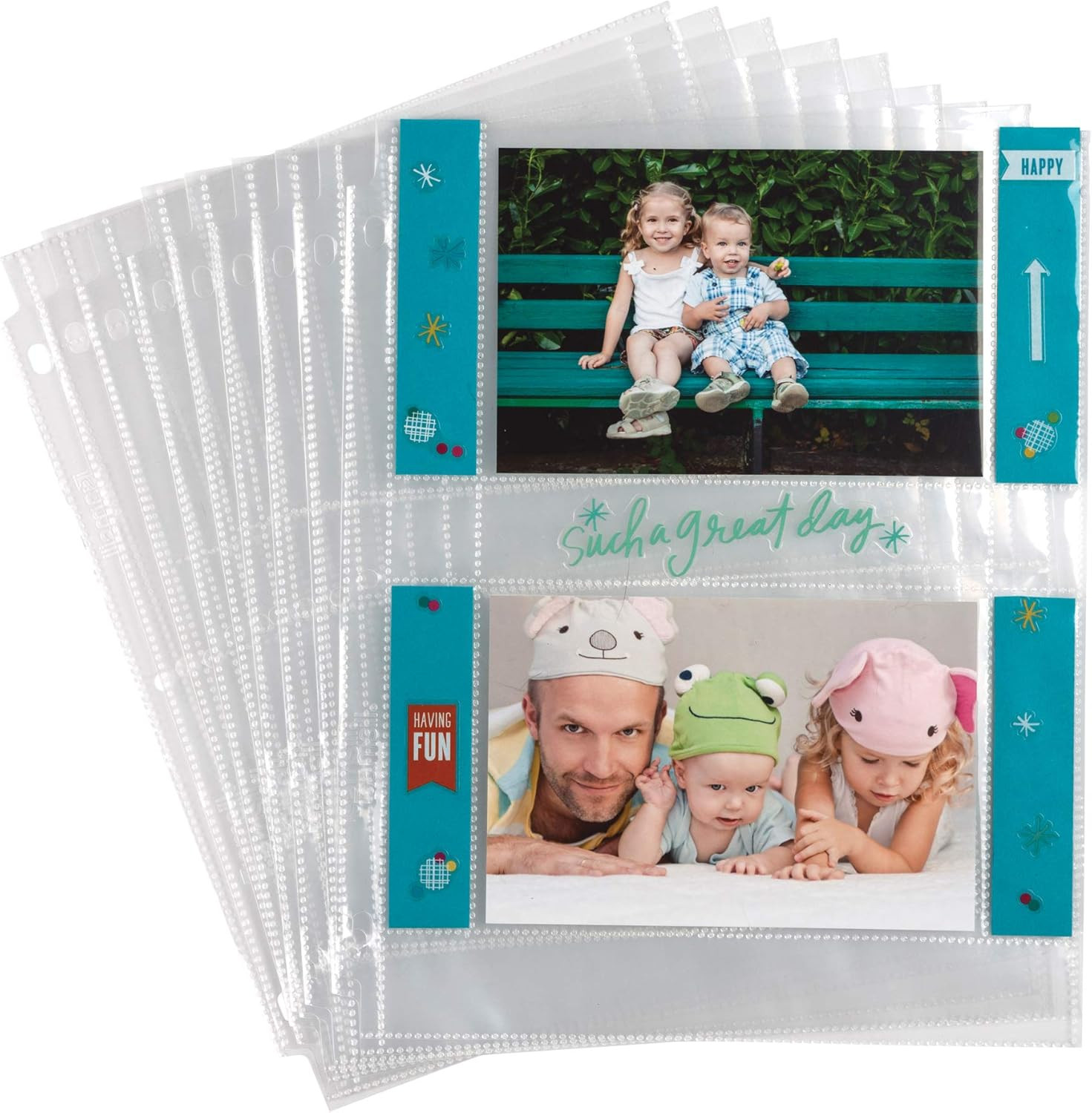 4X6 Photo Pages for 3-Ring Binder 4X6, 25 Pack, Holds 100 Pictures, Each 2-Pocke