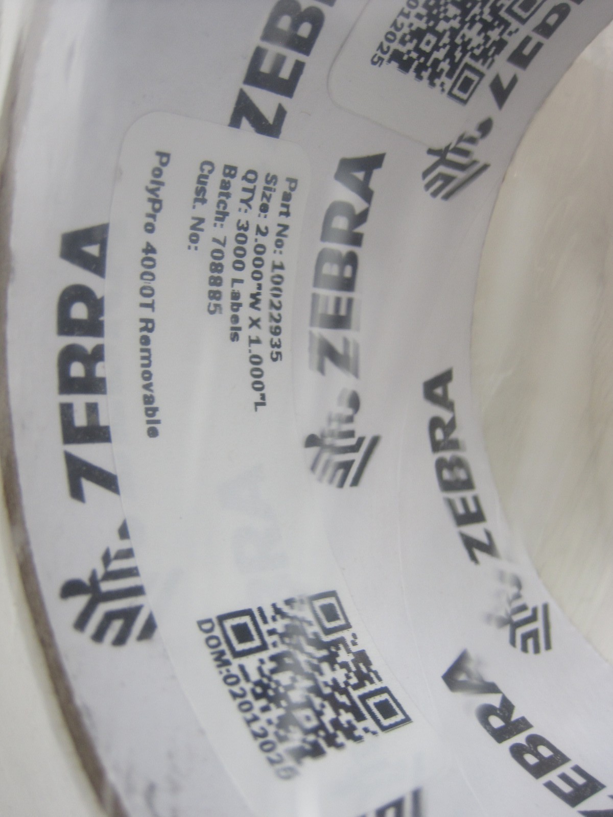 Lot of 2 Zebra Polypro 4000T Removable 2″ x 1″ Labels 3000ct 10022935