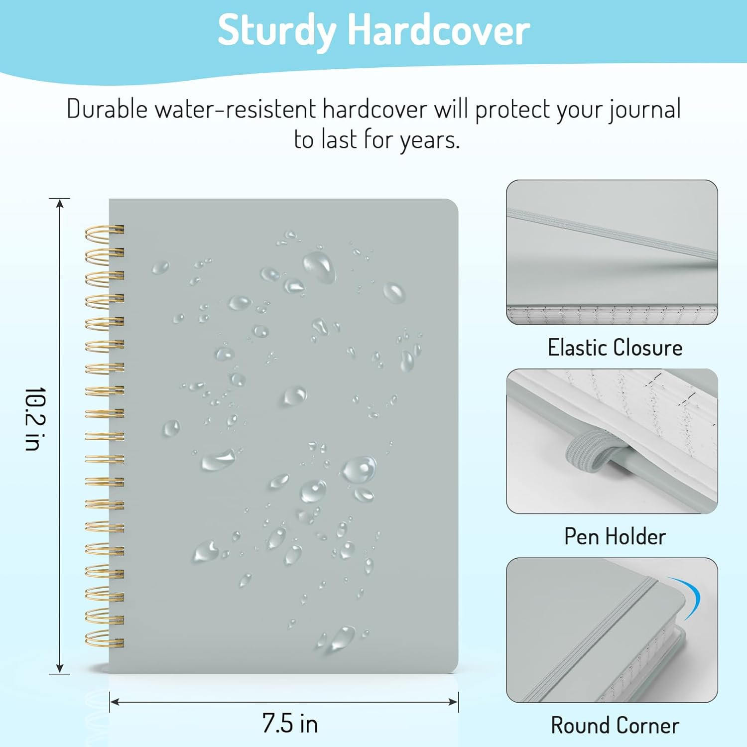 Forvencer Lined Spiral Journal Notebook with 300 Numbered Pages, B5 College Rule