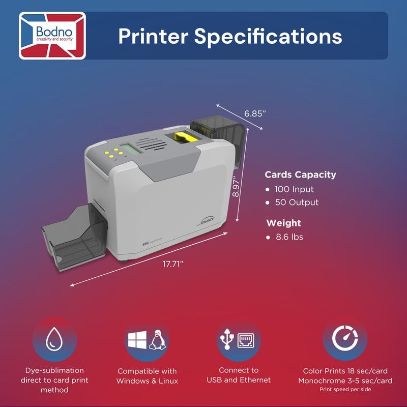 Bodno Seaory S26 Single Sided ID Card Printer & Complete Supplies Package ID