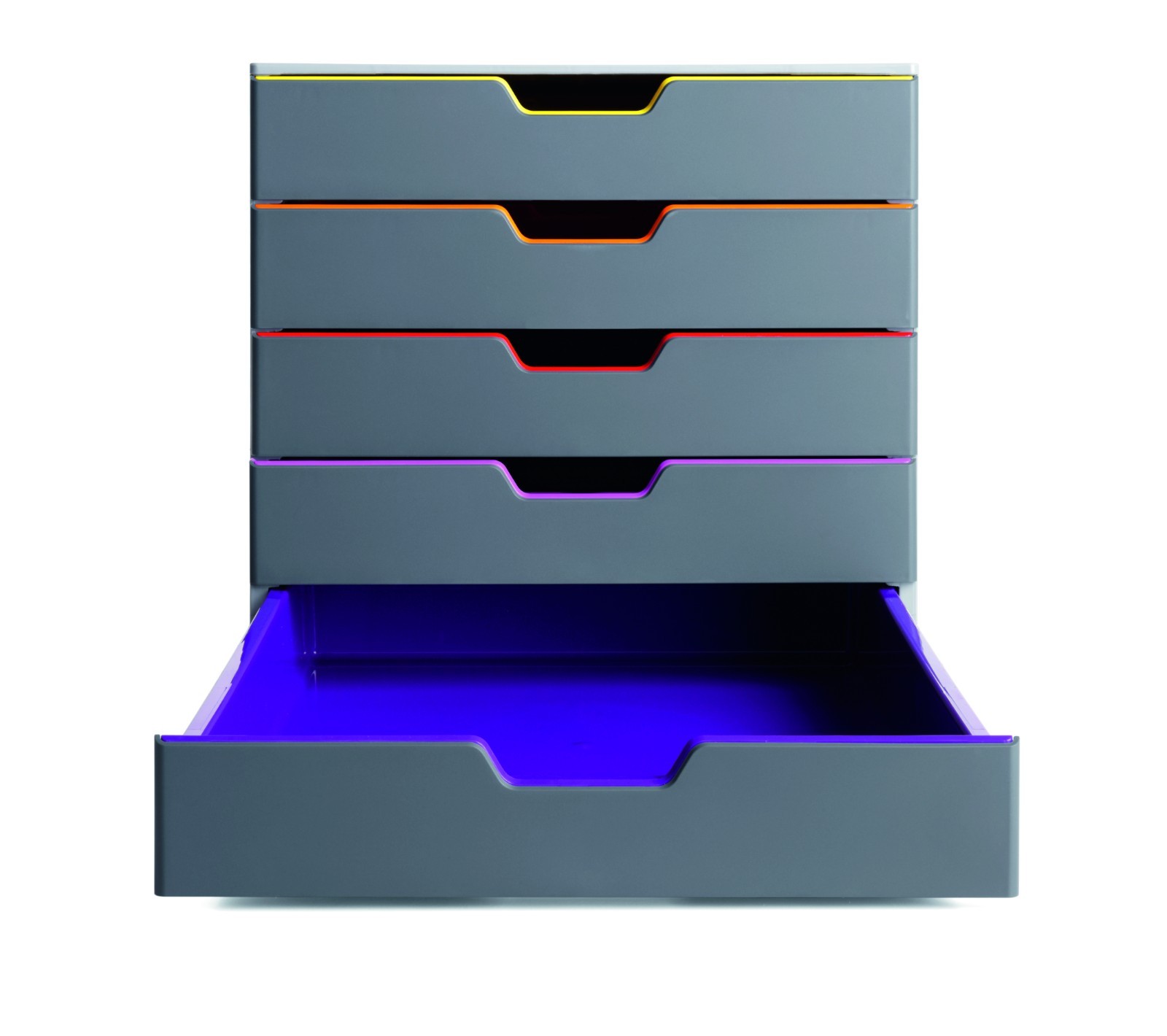 VARICOLOR 5 Drawer Color Coded Desktop Organizer Letter Size Gray Durable